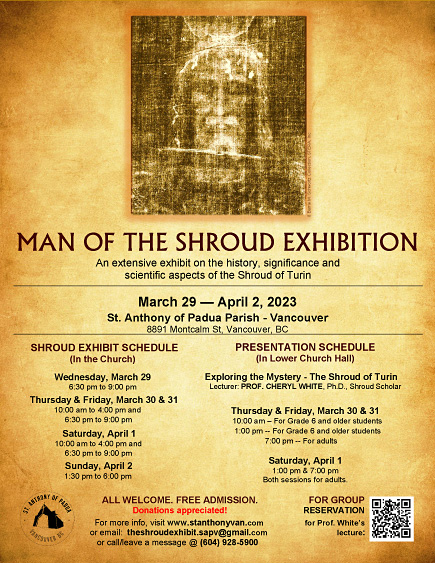 Man of The Shroud Exhibition - St. Anthony of Padua Parish in Vancouver